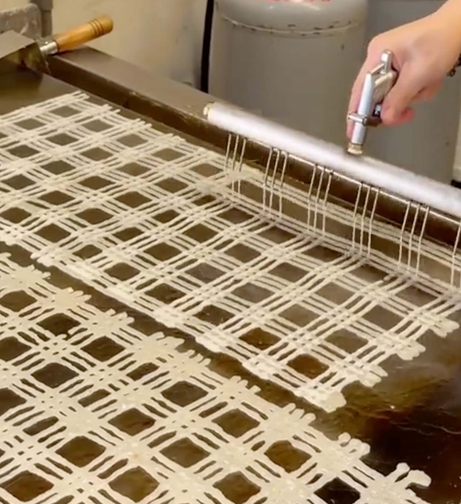 Grid Pancake being made